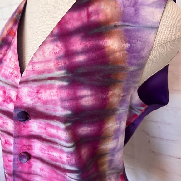 Tie Dyed Vest - Unisex - Purples & Pinks - Size Medium - Picture 7 of 11